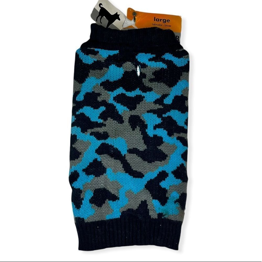 Large Blue Camouflage Dog Sweater nwt
